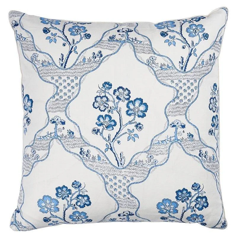 Marella Delft Botanical Trellis 22" Throw Pillow