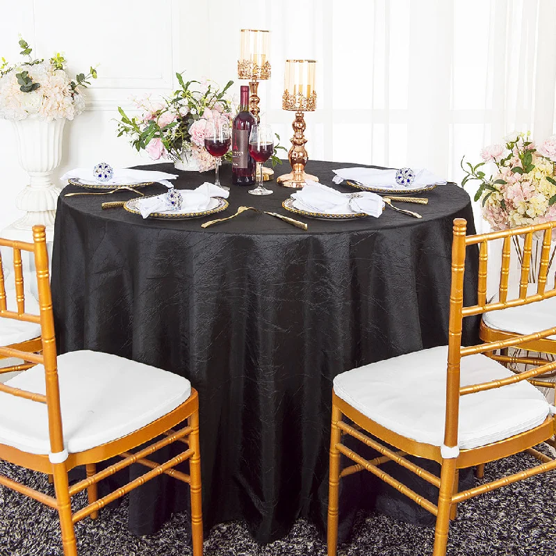 90" Seamless Round Crushed Taffeta Tablecloth - Black (1pc)