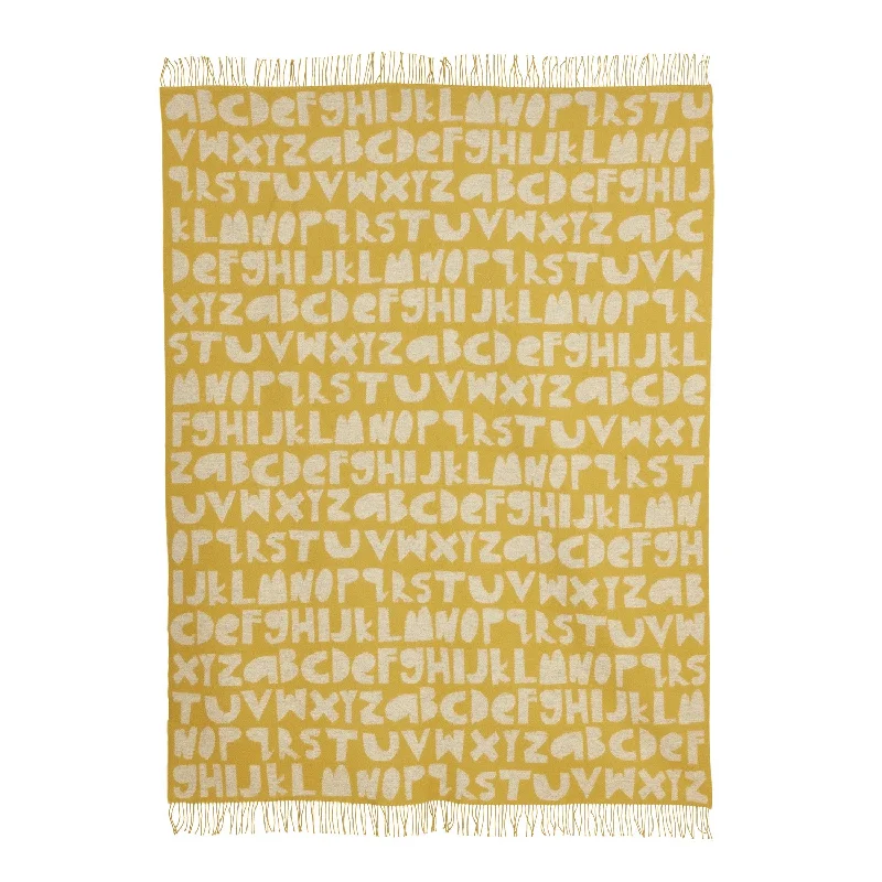 Alphabet Lambswool Throw - Yellow