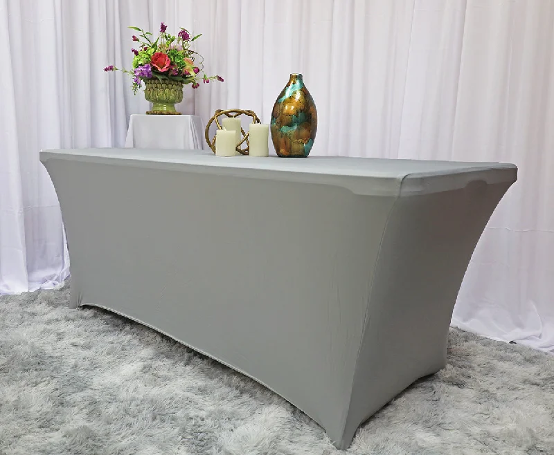 6 Ft Rectangular Spandex (220 GSM)  Table Cover - Silver (1pc)