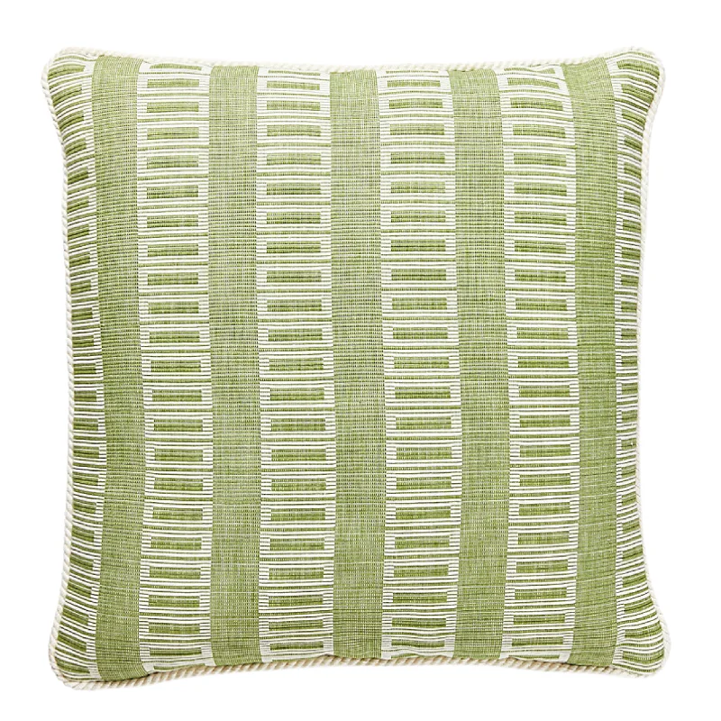 Grass Lark Geometric Striped Cotton Pillow