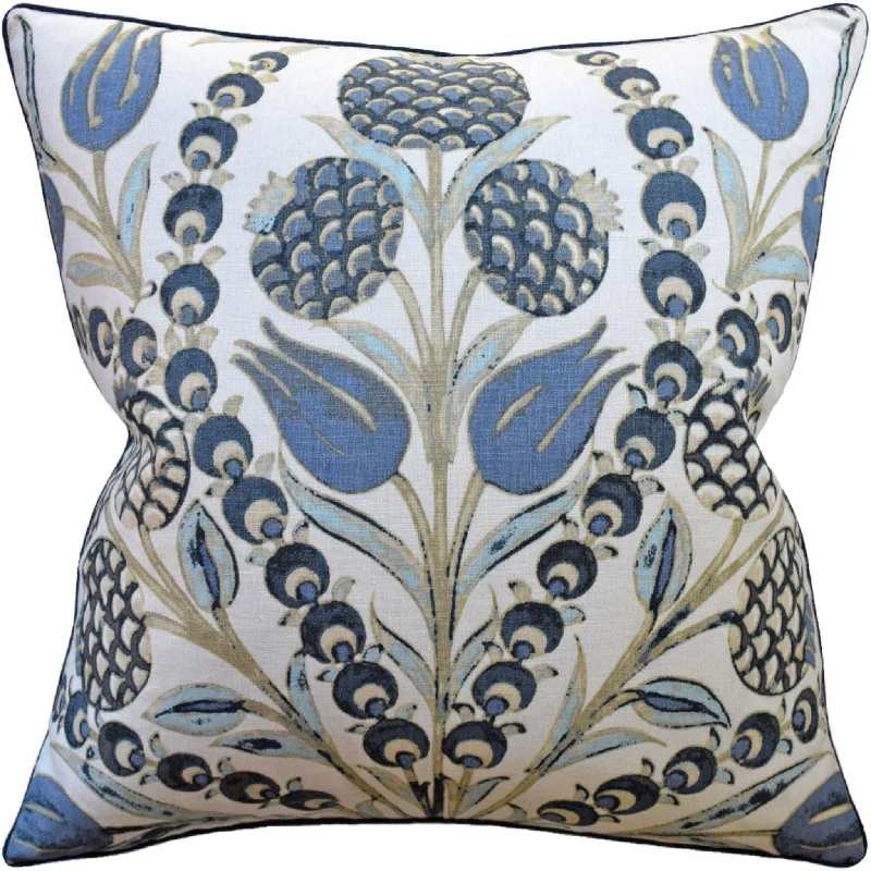 Aqua and Blue Margaut Decorative Square Throw Pillow