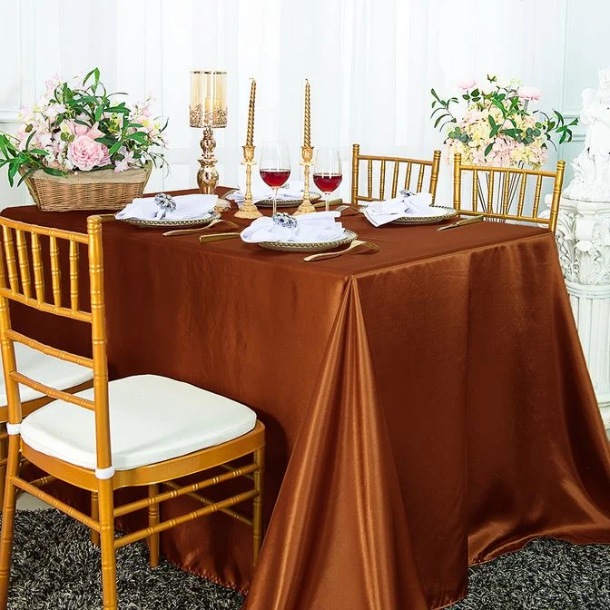 90"x156" Seamless Rectangular Satin Tablecloth - Cognac (1pc)