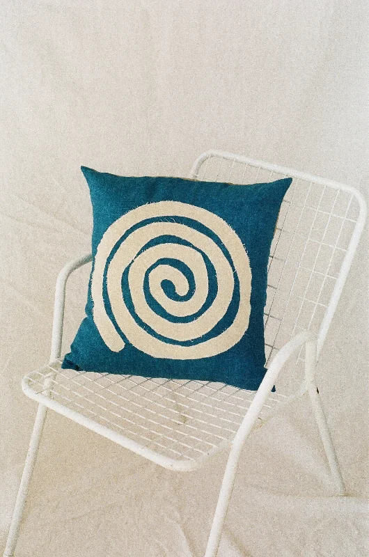 Indigo Swirl Naturally Dyed Linen Pillow