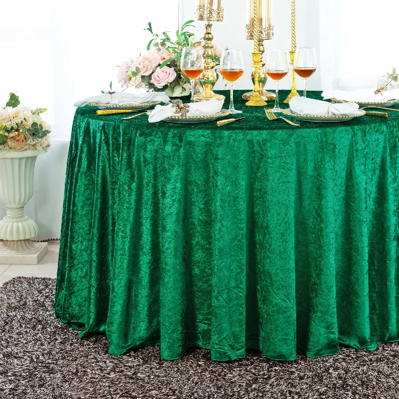 132" Round Ice Crushed Velvet (200 GSM) Tablecloth - Emerald Green (1pc)