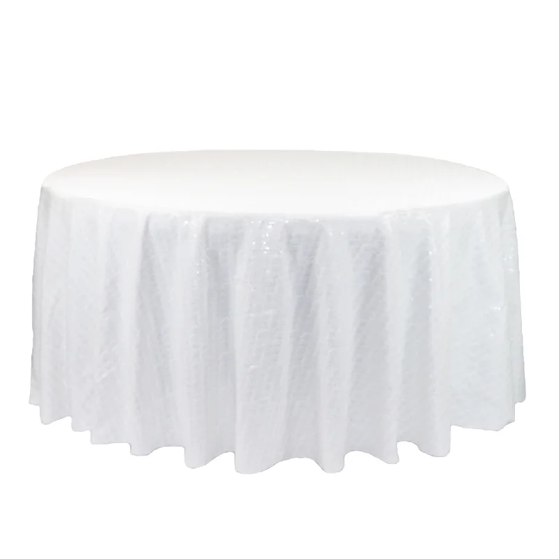 132 inch Glitz Sequin Round Tablecloth White