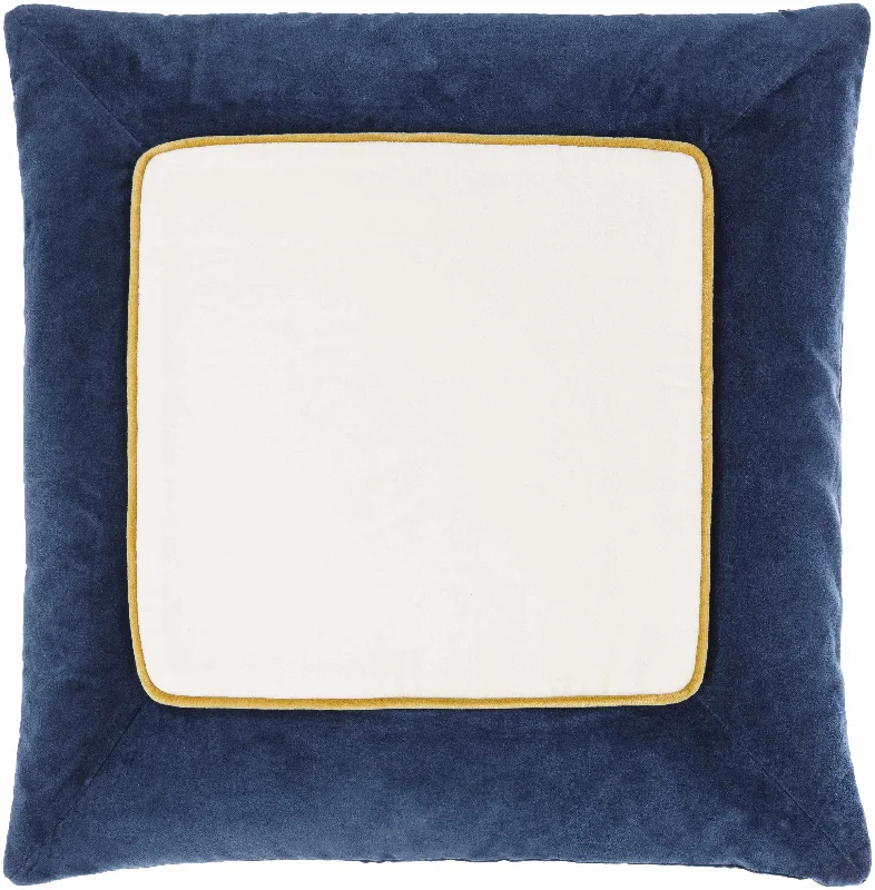 Rahiq Navy Blue Border Cotton Throw Pillow