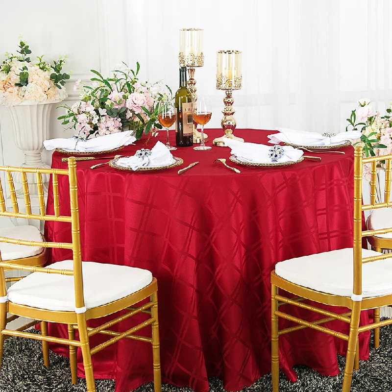 90" Seamless Round Plaid Jacquard Polyester (220 GSM) Tablecloth - Apple Red (1pc)