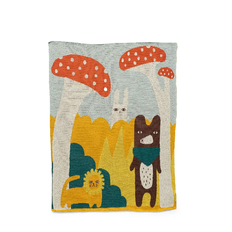 Trees and Creatures Cotton Mini Blanket