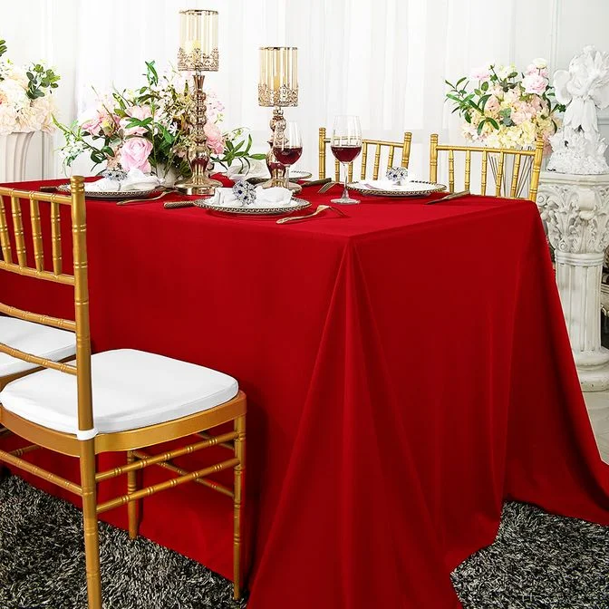 90"x132" Seamless Rectangular Scuba (Wrinkle-Free) (240 GSM) Tablecloth - Red (1pc)