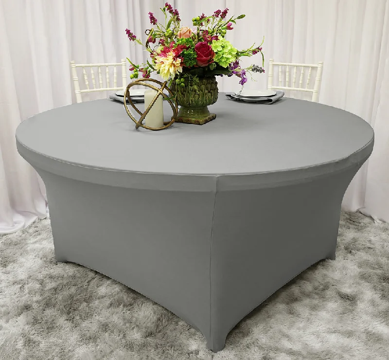 6 Ft Round Spandex (220 GSM) Table Cover - Silver (1pc)