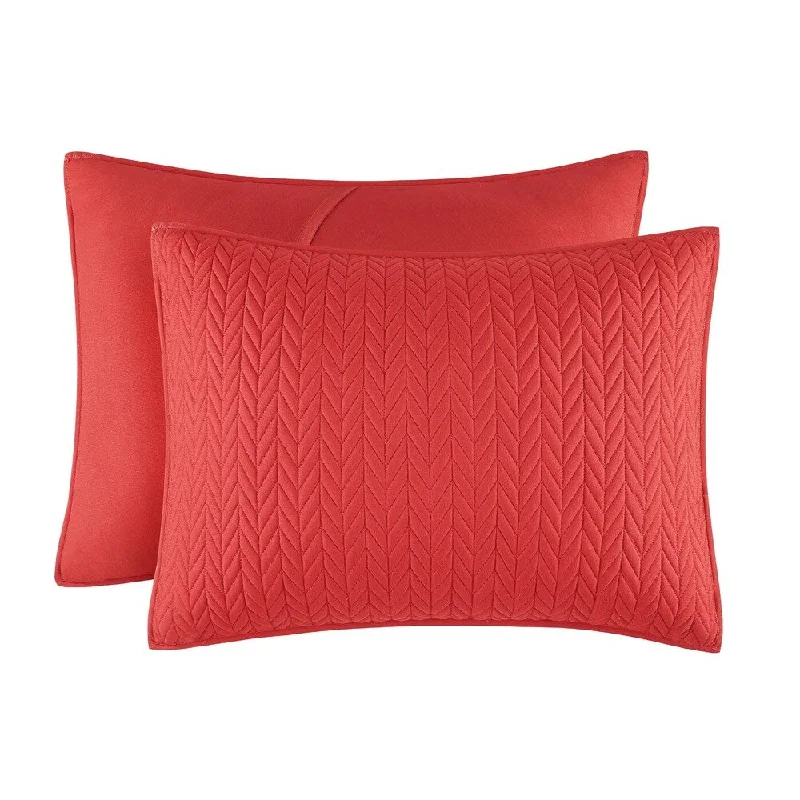 Five Queens Court Catori Tomato Red Quilted Standard Sham