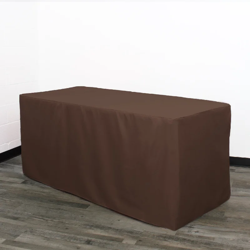 6 ft Fitted Polyester Tablecloth Rectangular Chocolate Brown