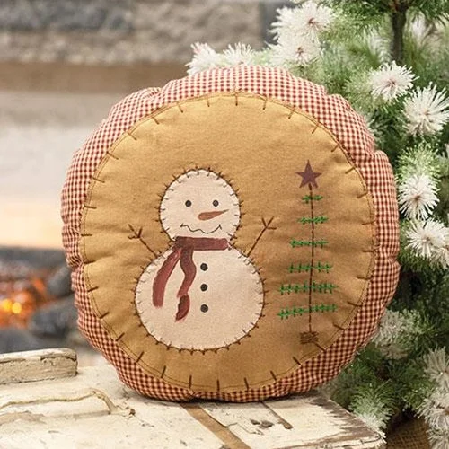 Primitive Gingham Snowman Pillow