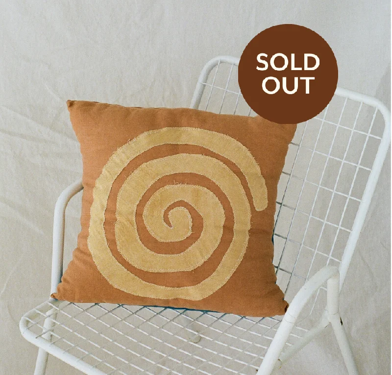 Terracotta Swirl Naturally Dyed Linen Pillow