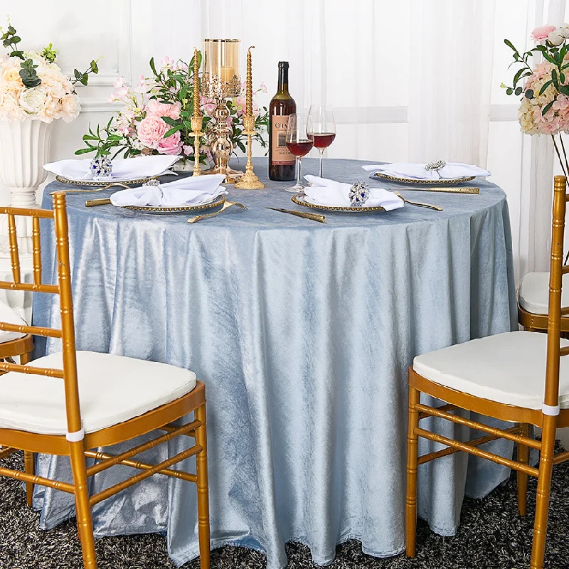 132" Round Italian Velvet Tablecloth - Dusty Blue (1pc)