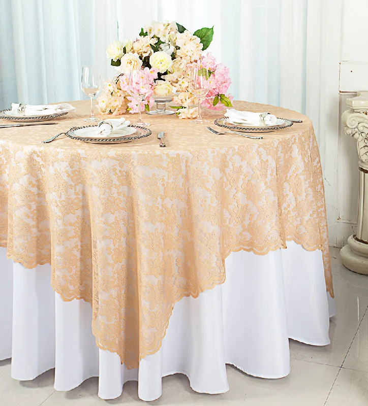 72"x72" Square Caspari Lace Tablecloth/Table Overlay Toppers - Champagne (1pc)