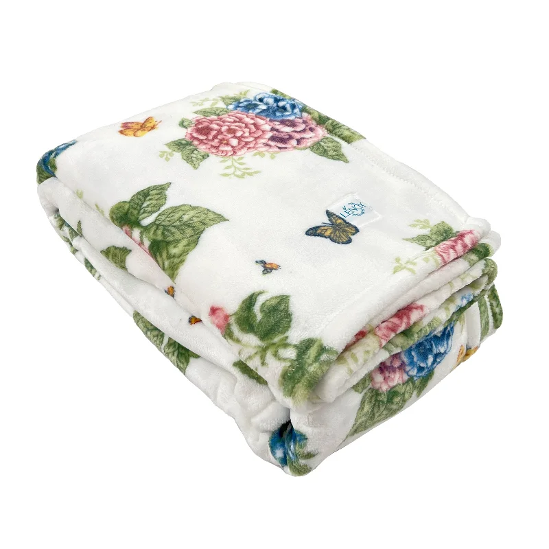 Butterfly Meadow Hydrangea Throw Blanket