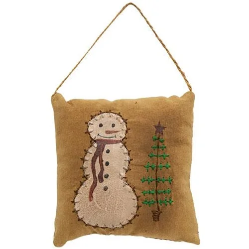 Primitive Snowman Christmas Tree Pillow Ornament