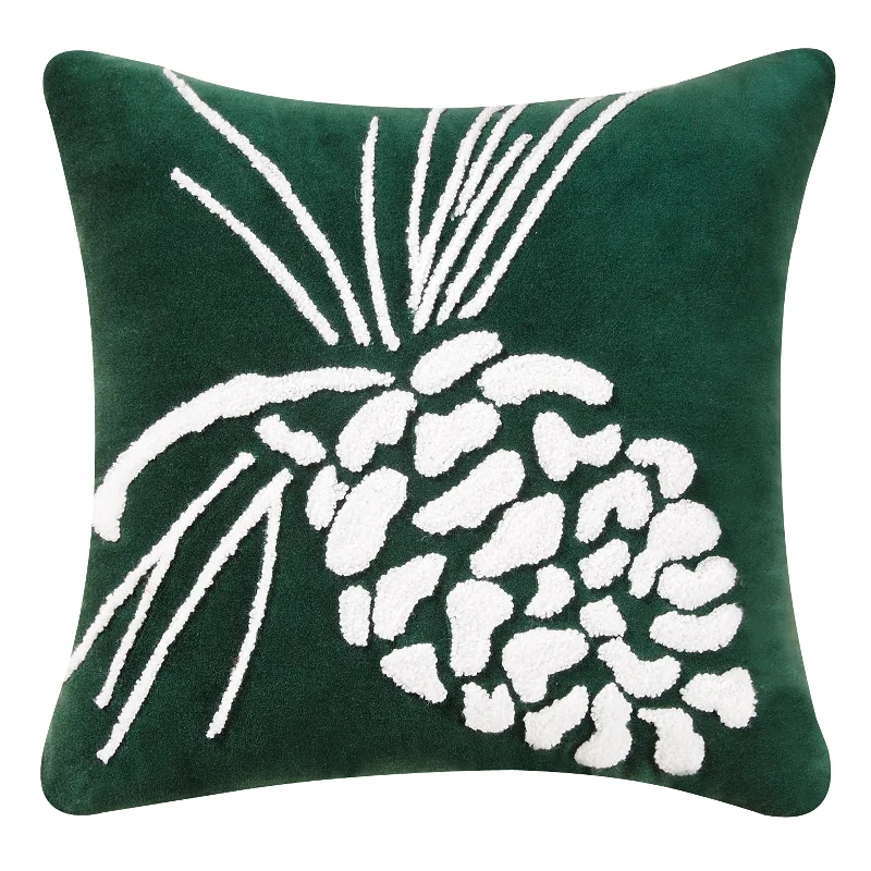 Pinecone on Green Decorative Pillow