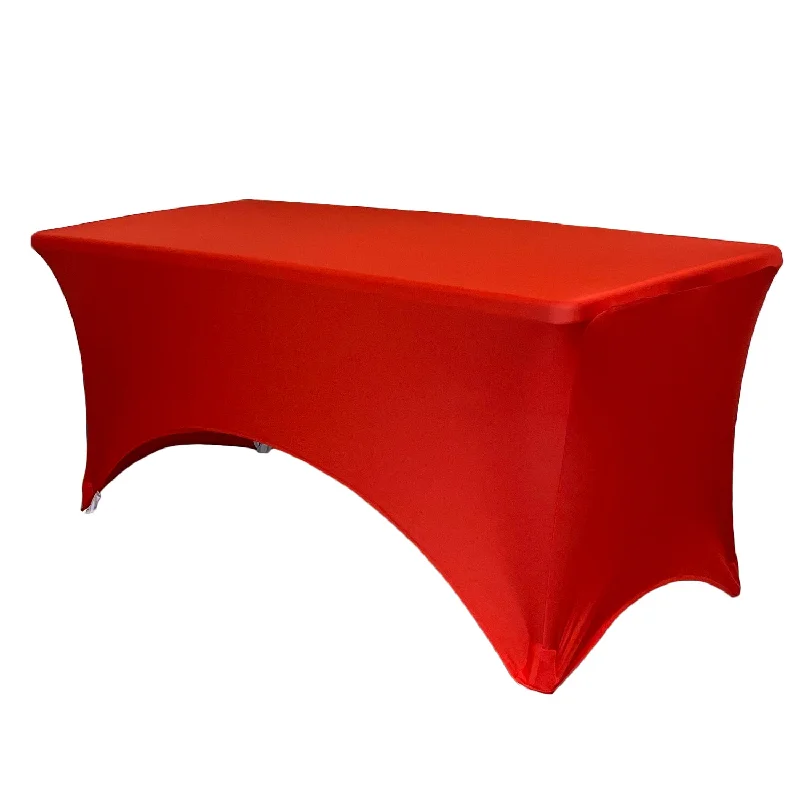 Stretch Spandex 6 Ft Rectangular Table Cover Red