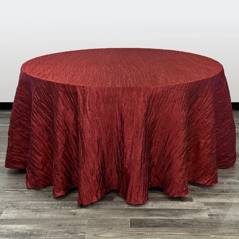 132 inch Crinkle Taffeta Round Tablecloth Burgundy