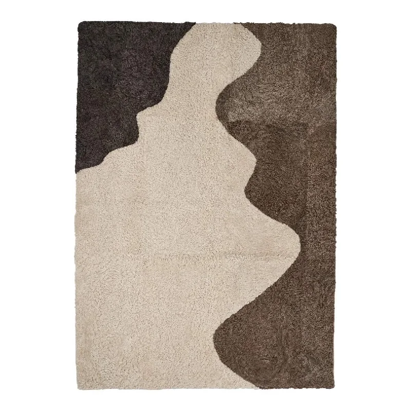 Short Wool Curly Sheepskin River Design Rug