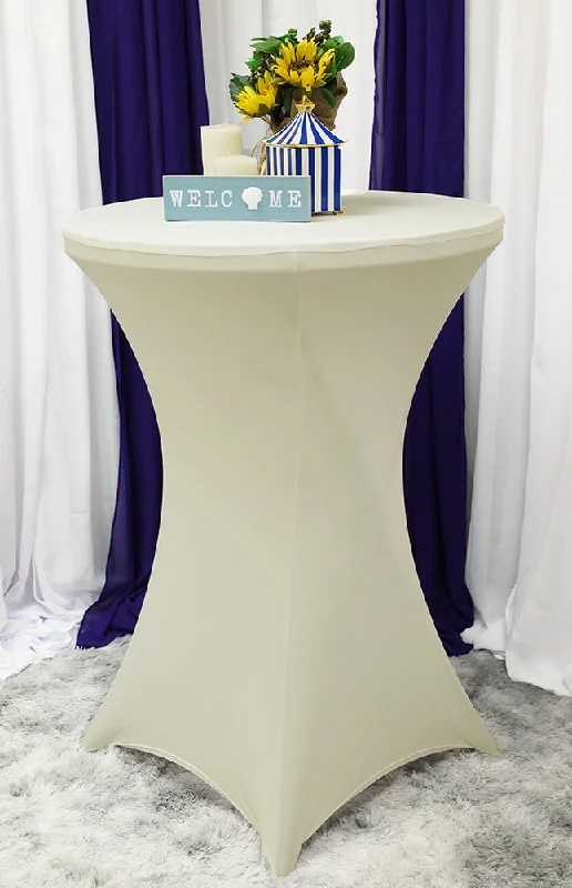 36"x42" Cocktail Spandex Table Cover - Ivory (1pc)