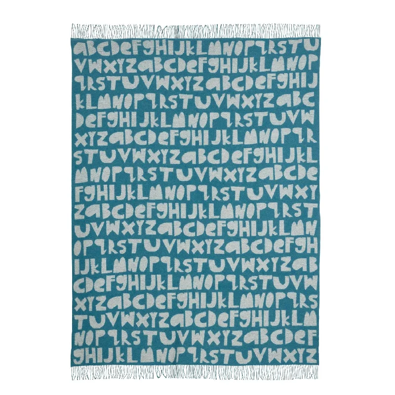 Alphabet Lambswool Throw - Blue