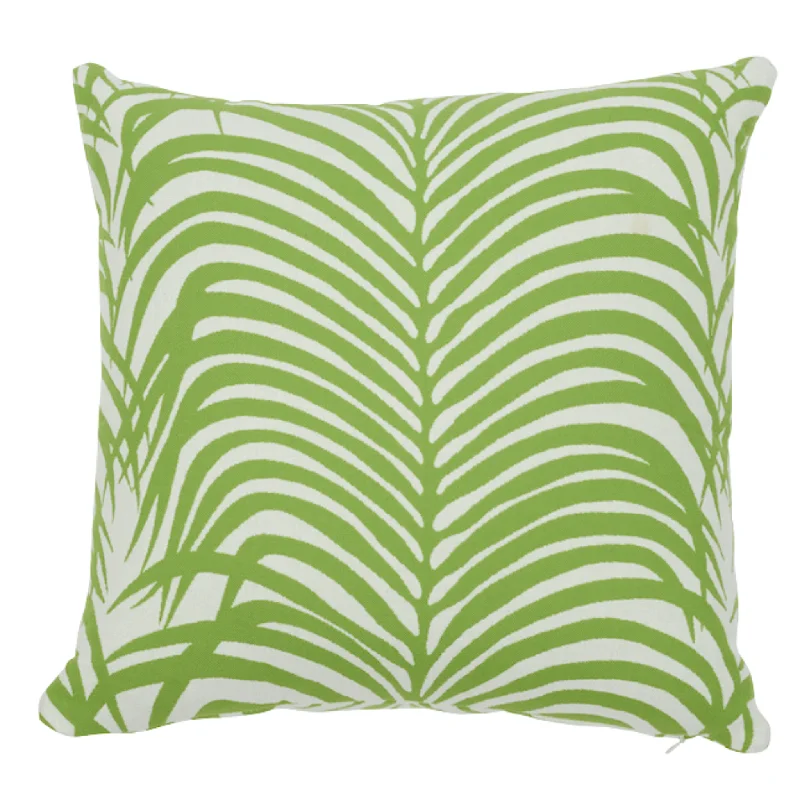 Green Zebra Palm Leaf Print Throw Pillow