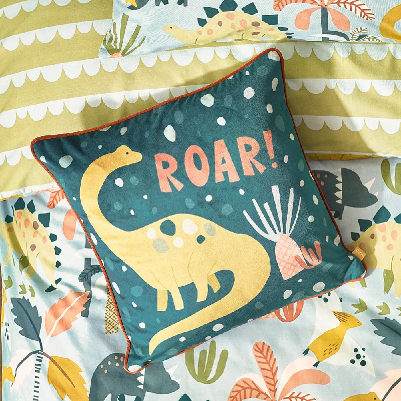 Roar Piped Velvet Cushion Teal