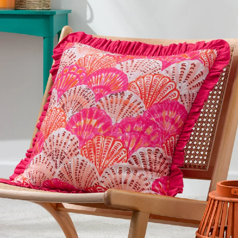 Clam Shells Frilled Cushion Pink