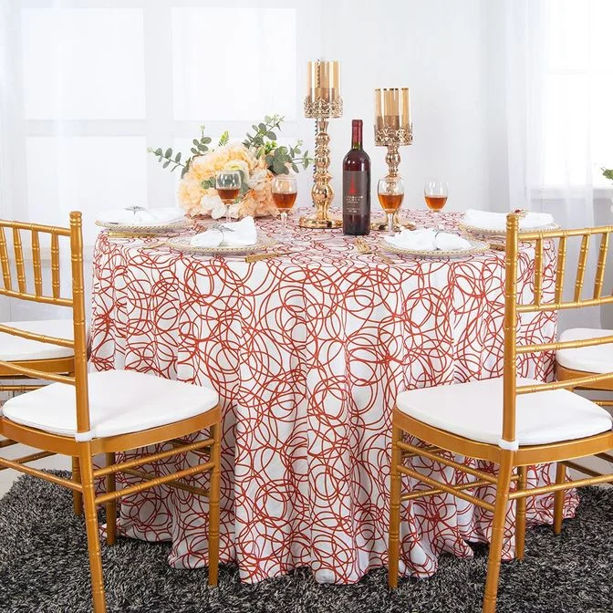 120" Seamless Round Whirl Scuba (Wrinkle-Free) (240 GSM) Tablecloth - Rust/Burnt Orange (1pc)