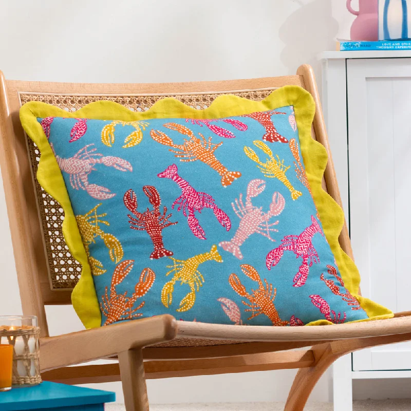 Crustaceans Scalloped Cushion Aqua