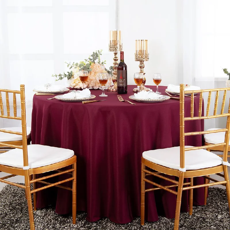 120" Seamless Round Polyester (220 GSM) Tablecloth - Burgundy (1pc)