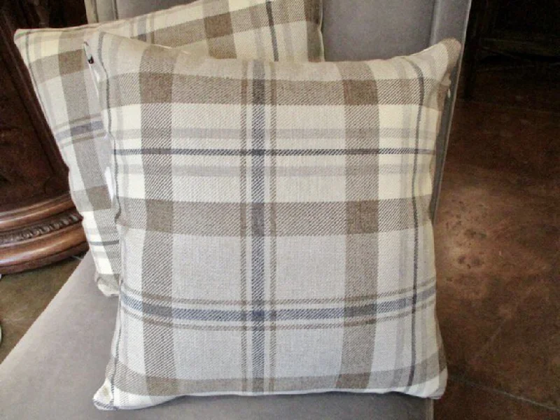 Pair Of Custom Pindler And Pindler "Abrams Plaid" Pillows