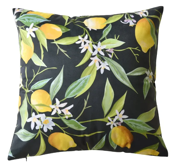 Lemons Velvet Cushion 45cm