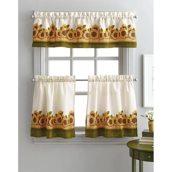 Curtainworks Happy Sunflower Garden Kitchen Tier Set - 36 in. - 3 Pc Set