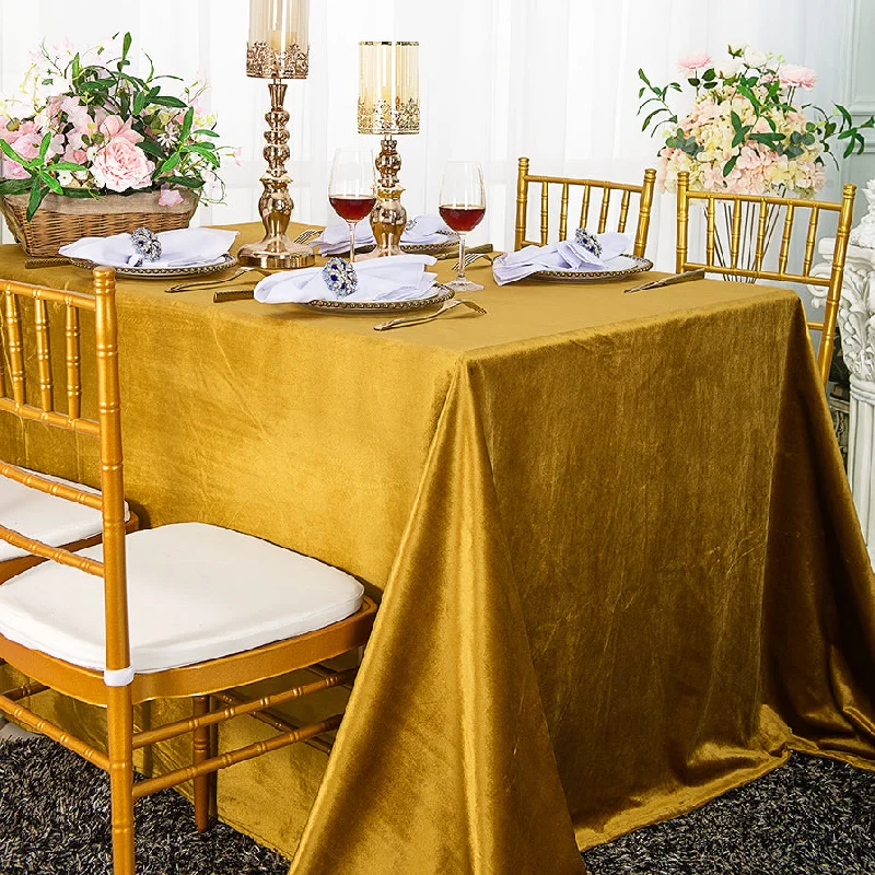 90"x156" Rectangular Seamless Italian Velvet Tablecloth - Gold (1pc)