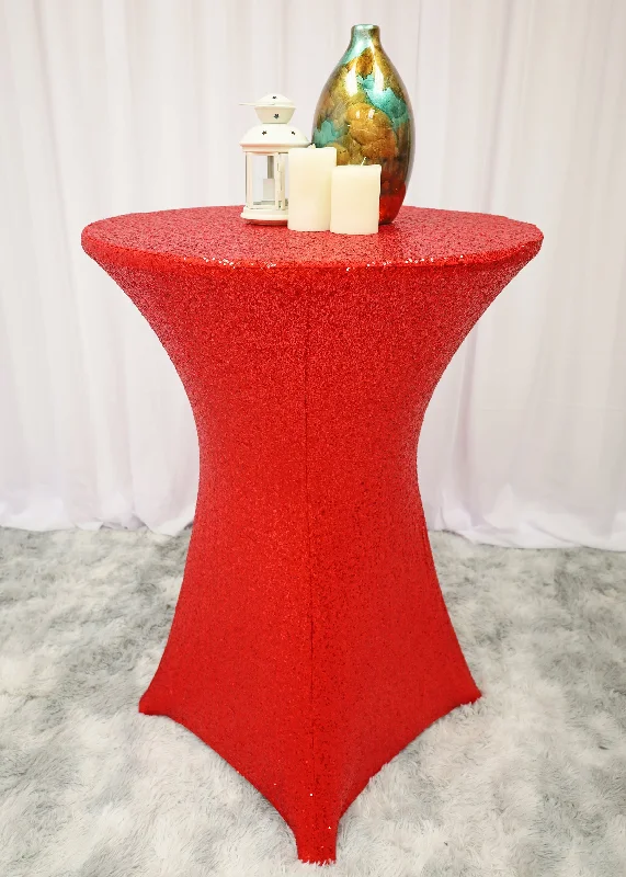 36"x42" Cocktail Sequin Spandex Table Cover - Red (1pc)