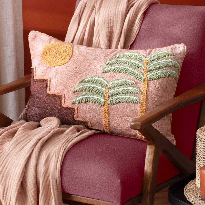 Moloko Embroidered Cushion Pink Sunset