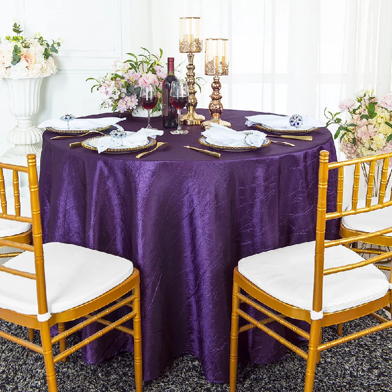 132" Round Crushed Taffeta Tablecloth - Eggplant (1pc)