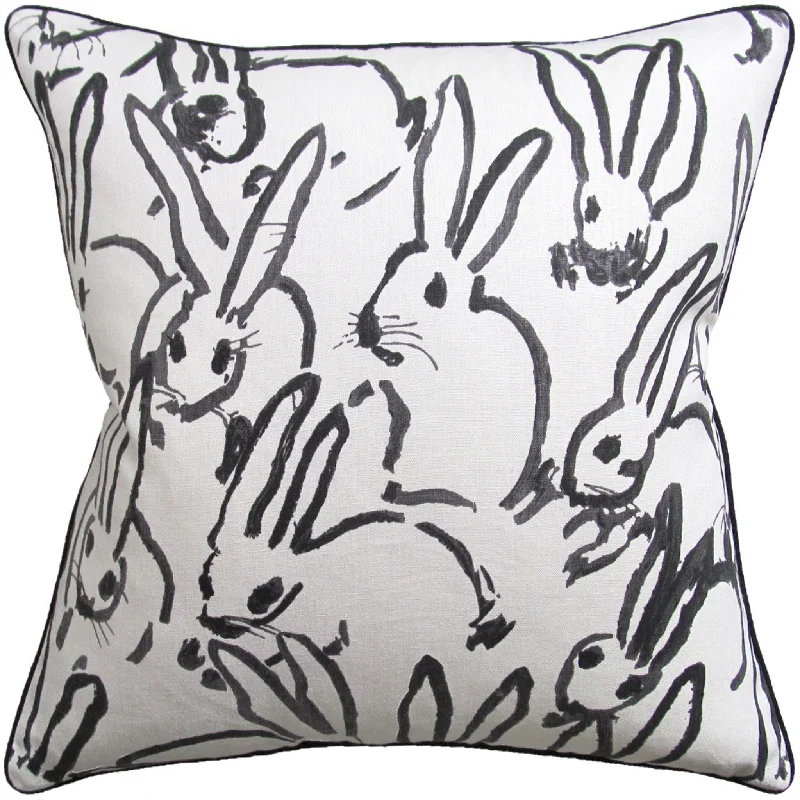 Black Bunny Design Decorative Square Throw Pillow