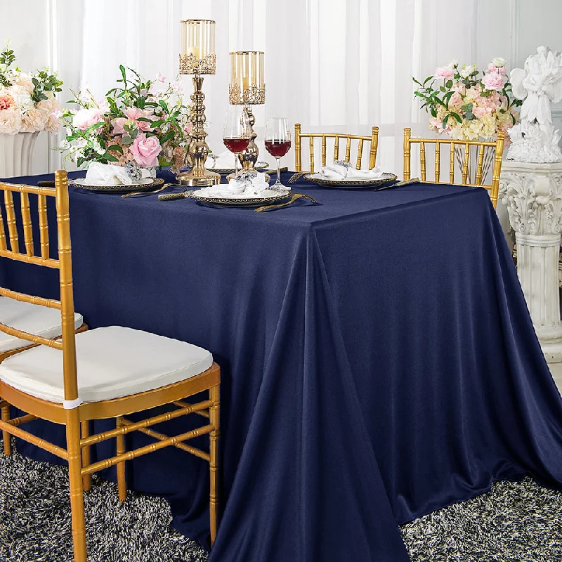 90"x132" Seamless Rectangular Scuba (Wrinkle-Free) (240 GSM) Tablecloth - Navy Blue (1pc)