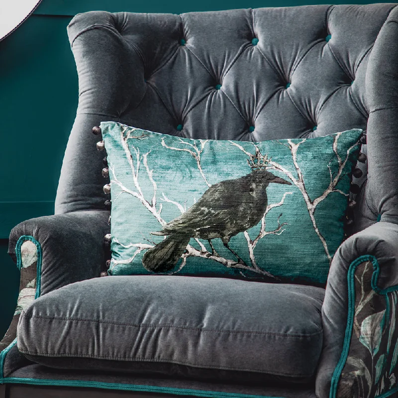 Monarch Printed Feather Cushion Teal