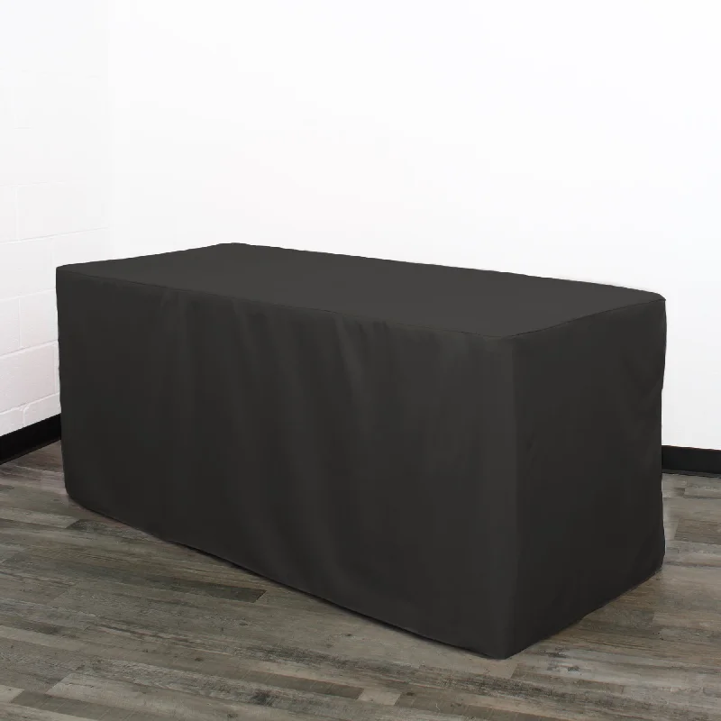 8 ft. Polyester Fitted Tablecloth Rectangular Black