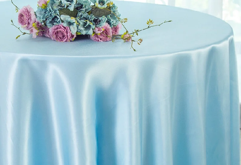 108" Seamless Round Satin Tablecloth - Baby Blue (1pc)