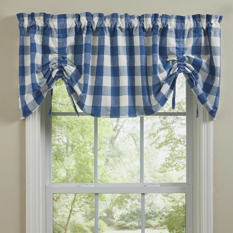 Wicklow Check Valance - Farmhouse China Blue Park designs