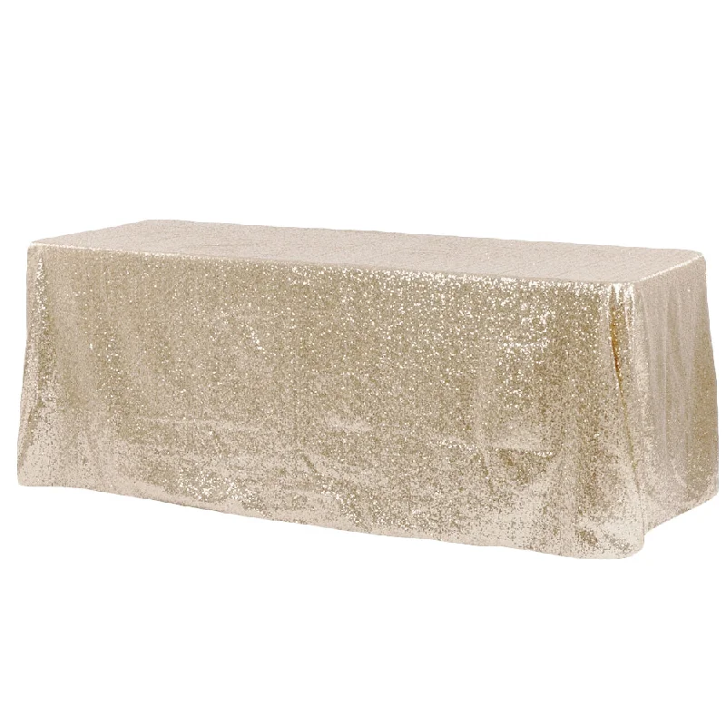 Glitz Sequin 90"x132" Rectangular Tablecloth - Champagne