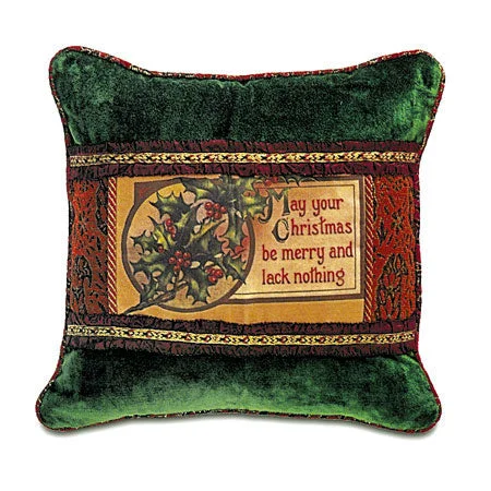 Green and Red "May Your Christmas be Merry" Throw Pillow Cover 18x18